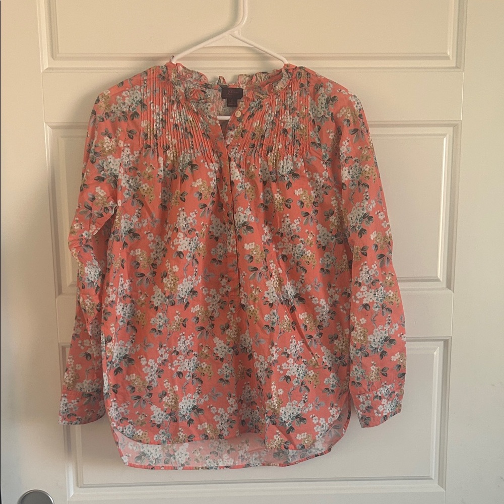 J. Crew Floral Pink Blouse